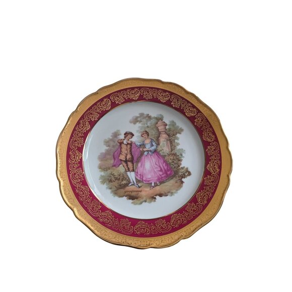 Limoges France Porcelain Decorative Plates Set Of 2 With Romantic Scenes - Picture 4 of 7